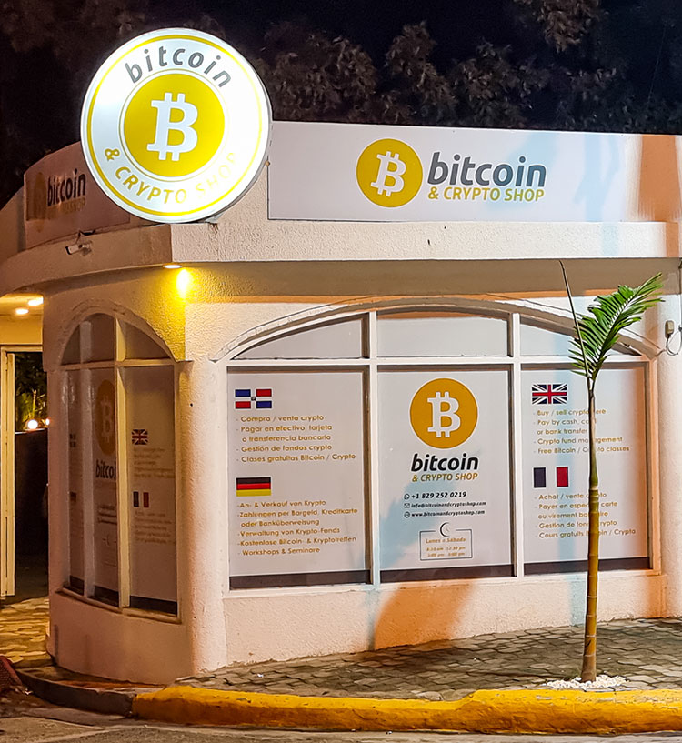 Image of bitcoin and crypto shop