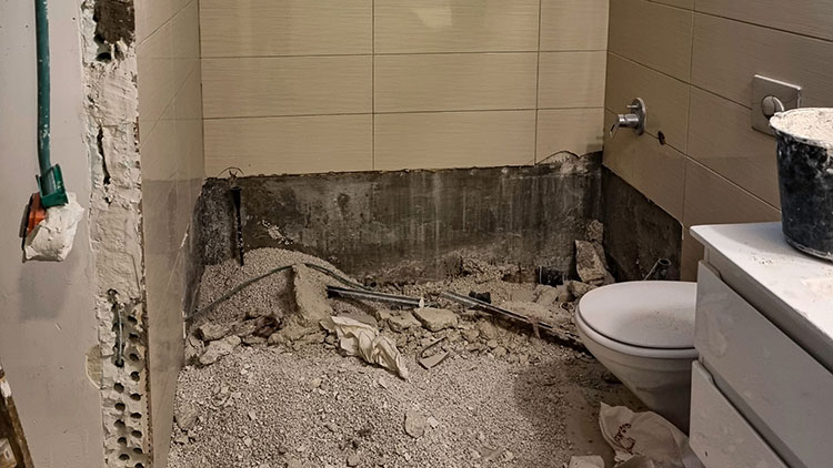 Image of broken up bathroom