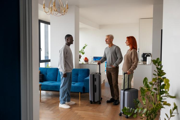 Airbnb host welcoming guests